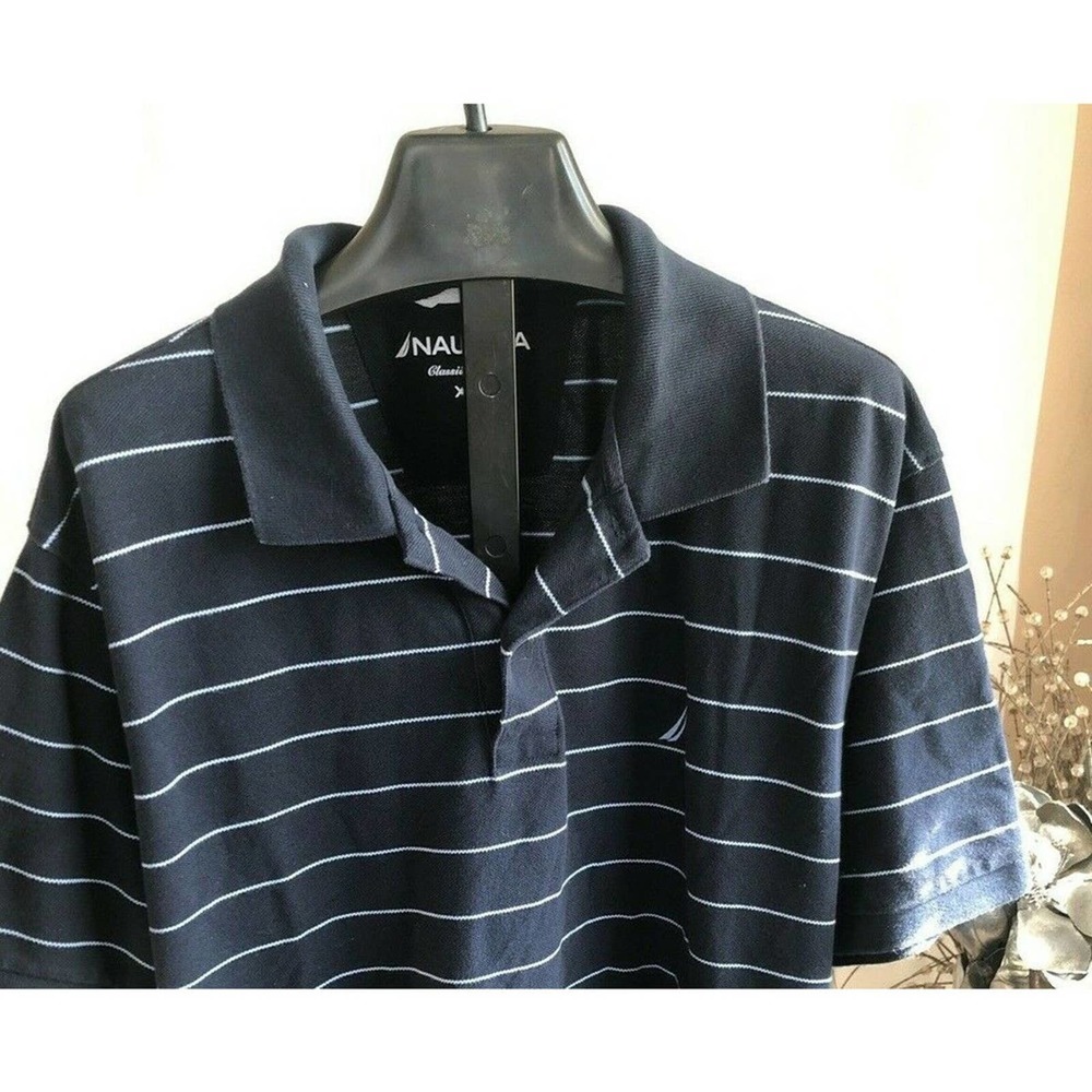 Nautica Men's Striped T Shirt Sleeve Collar Polo Shir - Picture 2 of 12